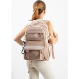 Baginn Ventis Unisex Okul Çantası Ortaokul Lise Sırt Çantası 43*30 cm Su Geçirmez Kumaş Çok Cepli Vnt1-C - Vizon