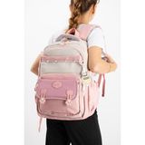 Baginn Ventis Unisex Okul Çantası Ortaokul Lise Sırt Çantası 43*30 cm Su Geçirmez Kumaş Çok Cepli Vnt1-F - Pembe