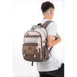 Baginn Ventis Unisex Okul Çantası Ortaokul Lise Sırt Çantası 43*30 cm Su Geçirmez Kumaş Çok Cepli Vnt1-F - Vizon