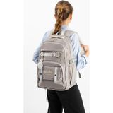 Baginn Ventis Unisex Okul Çantası Ortaokul Lise Sırt Çantası 43*30 cm Su Geçirmez Kumaş Çok Cepli Vnt5-D - Gri