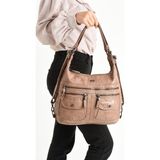Baginn Y.S.Deri Deri Kadın Omuz Çantası Sırt Çantası Fonksiyonel Kullanım 23*30 Cm Vegan Suni Deri (Vizon)