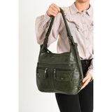 Baginn Y.S.Deri Deri Kadın Omuz Çantası Sırt Çantası Fonksiyonel Kullanım 23*30 Cm Vegan Suni Deri (Yeşil)