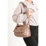 Baginn Y.s.deri Kadın Çapraz Askılı Postacı Çanta Vegan Omuz Çantası 22*15 cm Suni Deri Kapaklı Model - 22 x 15 cm - Vizon