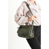 Baginn Y.s.deri Kadın Çapraz Askılı Postacı Çanta Vegan Omuz Çantası 22*15 cm Suni Deri Kapaklı Model - 22 x 15 cm - Yeşil