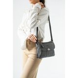 Baginn Y.s.deri Kadın Çapraz Askılı Postacı Omuz Çantası Vegan Deri 23*20 cm Kapaklı Model Günlük Çanta - 23 x 20 cm - Gri