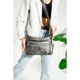 Baginn Y.s.deri Kadın Postacı Çanta Çok Cepli 30*20 cm Vegan Deri Bayan Çapraz Askılı Omuz Çantası - 30 x 20 cm - Gümüş