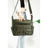 Baginn Y.s.deri Kadın Postacı Çanta Çok Cepli 30*20 cm Vegan Deri Bayan Çapraz Askılı Omuz Çantası - 30 x 20 cm - Yeşil