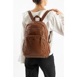 Baginn Y.s.deri Kadın Sırt Çantası 33*23 cm Vegan Deri Yıkama Suni Deri Yumuşak Doku Günlük Çanta - 33 x 23 cm - Taba