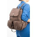 Baginn Y.s.deri Kadın Sırt Çantası Çok Cepli Günlük Kullanıma Uygun 35*25 cm Vegan Deri Yıkama Suni Deri - Bakır