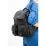 Baginn Y.s.deri Kadın Sırt Çantası Çok Cepli Günlük Kullanıma Uygun 35*25 cm Vegan Deri Yıkama Suni Deri - Siyah