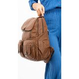 Baginn Y.s.deri Kadın Sırt Çantası Çok Cepli Günlük Kullanıma Uygun 35*25 cm Vegan Deri Yıkama Suni Deri - Taba