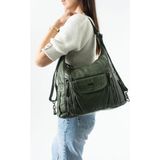 Baginn Y.s.deri Kadın Sırt Çantası Fonksiyonel Kullanım Ister Omuz Ister Çapraz Askılı Çanta 28*28 cm - 28 x 28 cm - Yeşil