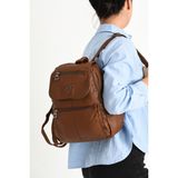Baginn Y.s.deri Kadın Sırt Çantası Günlük Kullanım Için Ideal Çok Cepli Suni Deri Bayan Çantası 30*25 cm - 30 x 25 cm - Taba