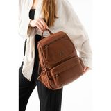 Baginn Y.s.deri Kadın Sırt Çantası Günlük Kullanıma Uygun Çok Cepli Yıkama Suni Deri 30*25 cm Vegan Çanta - 30 x 25 cm - Taba