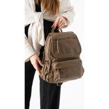 Baginn Y.s.deri Kadın Sırt Çantası Günlük Kullanıma Uygun Çok Cepli Yıkama Suni Deri 30*25 cm Vegan Çanta - 30 x 25 cm - Vizon