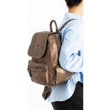 Baginn Y. S.Deri Kadın Sırt Çantası Troklu Model Çok Cepli Günlük Kullanım Için Ideal 30*25 Cm - 30 x 25 cm - Bakır