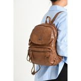 Baginn Y.s.deri Mini Boy Kadın Sırt Çantası Vegan Deri Bayan Sırt Çantası 27*20 cm Yumuşak Doku Çok Cepli - 27 x 20 cm - Taba