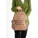 Baginn Y.s.deri Orta Boy Kadın Sırt Çantası Vegan Deri Bayan Çantası 30*25 cm Çok Cepli Yumuşak Doku - 30 x 25 cm - Vizon