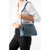 Baginn Y.suni Deri Kadın Postacı Burslu Çanta 24*20 cm Vegan Deri Bayan Çapraz Askılı Omuz Çantası - 24 x 20 cm - Mavi