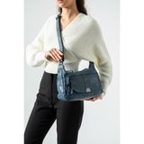 Baginn Yıkama Deri Günlük Kadın Postacı Çanta Çapraz Askılı Omuz Çantası Vegan Deri 26*20 cm Kapaklı Model - 26 x 20 cm - Mavi