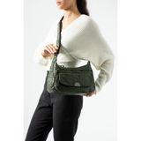Baginn Yıkama Deri Günlük Kadın Postacı Çanta Çapraz Askılı Omuz Çantası Vegan Deri 26*20 cm Kapaklı Model - 26 x 20 cm - Yeşil
