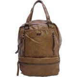 Baginn Yıkama Deri Retro Kadın Sırt Çantası Çok Cepli Fonksiyonel Kullanım - Taba