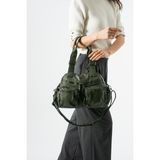 Baginn Yıkama S.deri Kadın Omuz Çantası Vegan Deri Çok Cepli Çapraz Askılı Suni Deri Kol Çantası 32*25 cm - 32 x 25 cm - Yeşil