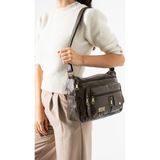 Baginn Yıkama S.deri Kadın Postacı Çanta Çok Cepli 30*20 cm Vegan Deri Bayan Çapraz Askılı Omuz Çantası - 30 x 20 cm - Vizon
