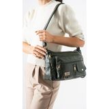 Baginn Yıkama S.deri Kadın Postacı Çanta Çok Cepli 30*20 cm Vegan Deri Bayan Çapraz Askılı Omuz Çantası - 30 x 20 cm - Yeşil