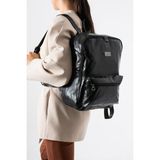 Baginn Yıkama S. Deri Kadın Sırt Çantası Vegan Deri Bayan Sırt Çantası 30*20 cm Yumuşak Doku Çok Cepli - 30 x 20 cm - Siyah