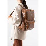 Baginn Yıkama S. Deri Kadın Sırt Çantası Vegan Deri Bayan Sırt Çantası 30*20 cm Yumuşak Doku Çok Cepli - 30 x 20 cm - Taba