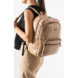 Baginn Yıkama Suni Deri Kadın Sırt Çantası Vegan Deri Bayan Sırt Çantası 30*20 cm Yumuşak Doku Çok Cepli - 30 x 20 cm - Krem