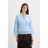 Bağlama Detaylı Oversize Tunik Açık Mavi