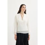Bağlama Detaylı Oversize Tunik Ekru
