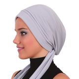 Bağlamalı Açık Gri Hazır Türban Tesettür Bone Kadın