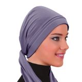 Bağlamalı Koyu GriHazır Türban Tesettür Bone Kadın