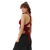 Bağlamalı Sırt Detaylı Şık Bohem Crop Bluz Kırmızı