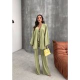 Bağlamalı Tesettür Pantolon Üst Pantolon Takım - Yeşil - 36