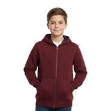 BAGLAN Bordo Fermuarlı Kapüşonlu Cepli Kız Erkek Sweatshirt BGL-ST04999