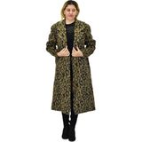 Baglan Kadın Leopar Desenli Uzun Kaşe Kaban BGL-ST04064 - M - Haki