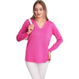 Baglan Kadın V Yaka Simli Kazak 12809 BGL-ST04106 - M - L - Fuşya