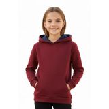 BAGLAN Kız Çocuk Bordo Kapüşonlu Cepli 3 İplik Sweatshirt BGL-ST04998