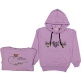 Baglan Kız Çocuk Mevsimlik Kalpli Kapüşonlu Sweatshirt BGL-ST03659 - Lila - 5 Yaş