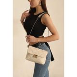 BAG&MORE Krem Kadın Kapitone Desenli Zincir Askılı Omuz Çantası - Siyah