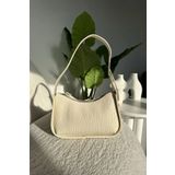bag&more Krem Kroko Kadın Kroko Desenli Baget Çanta Omuz Çanta Kol Çanta Kadın Çanta