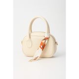 bag&more Krem Oval Mini El & Omuz Kadın Çantası – Altın Fermuar, Desenli Fular