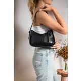 bag&more Siyah Kadın Kroko Desenli Baget Çanta Omuz Çanta Kol Çanta Kadın Çanta