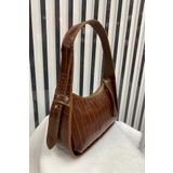 bag&more Taba Kadın Kroko Desenli Baget Çanta Omuz Çanta Kol Çanta Kadın Çanta