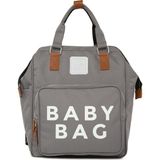 Bagmori Baby Bag Baskılı Gri Cepli Anne Bebek Bakım Sırt Çantası