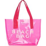 Bagmori Fuşya Beach Bag Baskılı Şeffaf Plaj Çantası - En:43 Cm Boy:34 Cm Genislik:12 Cm